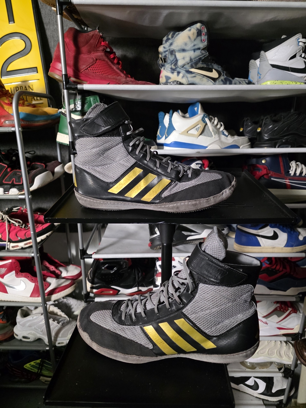 🔥 adidas Combat Speed 5 High-Top Athletic Shoes Men Size 10.5 Gray Black Gold